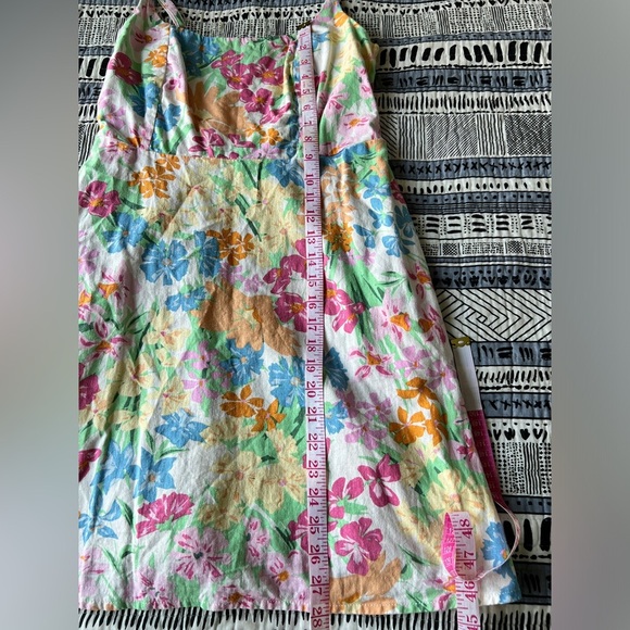 Old Navy Floral Linen Mini Dress Fit & Flare Euro Summer Multicolor Garden Girl - Picture 11 of 11